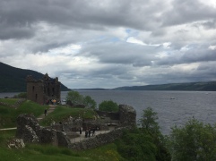 The keep of Urquhart Castle sits on a hill on the edge of Loch Ness