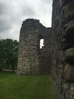 A crumbling tower on the corner of Inverlochy Castle