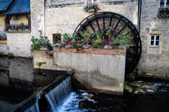 One of two ancient watermills on l'Aure in the old town in Bayeux